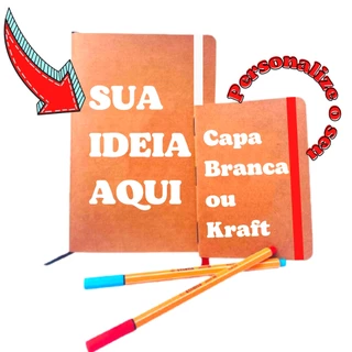 Caderno personalizado sketchbook moleskine com elástico sua imagem ideia aqui na capa kraft A5 A6