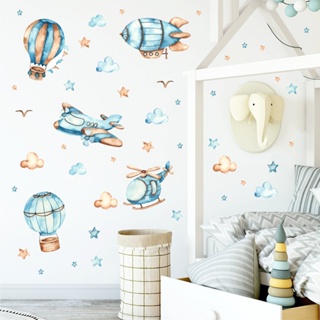 Adesivo parede Infantil balões aviões nuvens estrelas Aquarela ótimo acabamento decoração quarto bebê