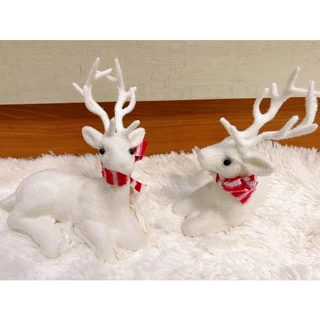 Enfeite rena branco natalina deitado isopor decoração de natal