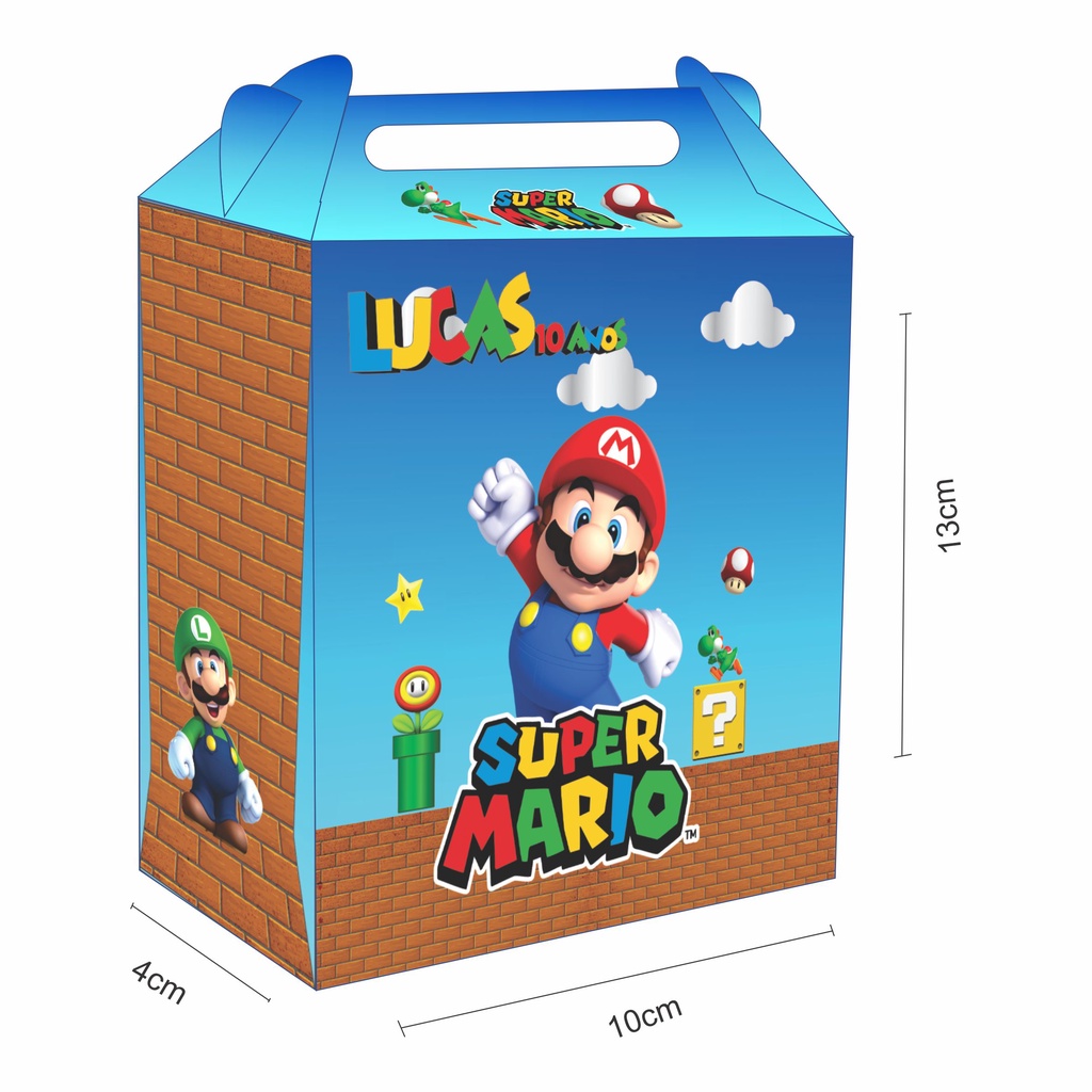 Kit Festa Infantil 10 Caixinha Surpresa SUPER MARIO Lembrancinha Personalizada