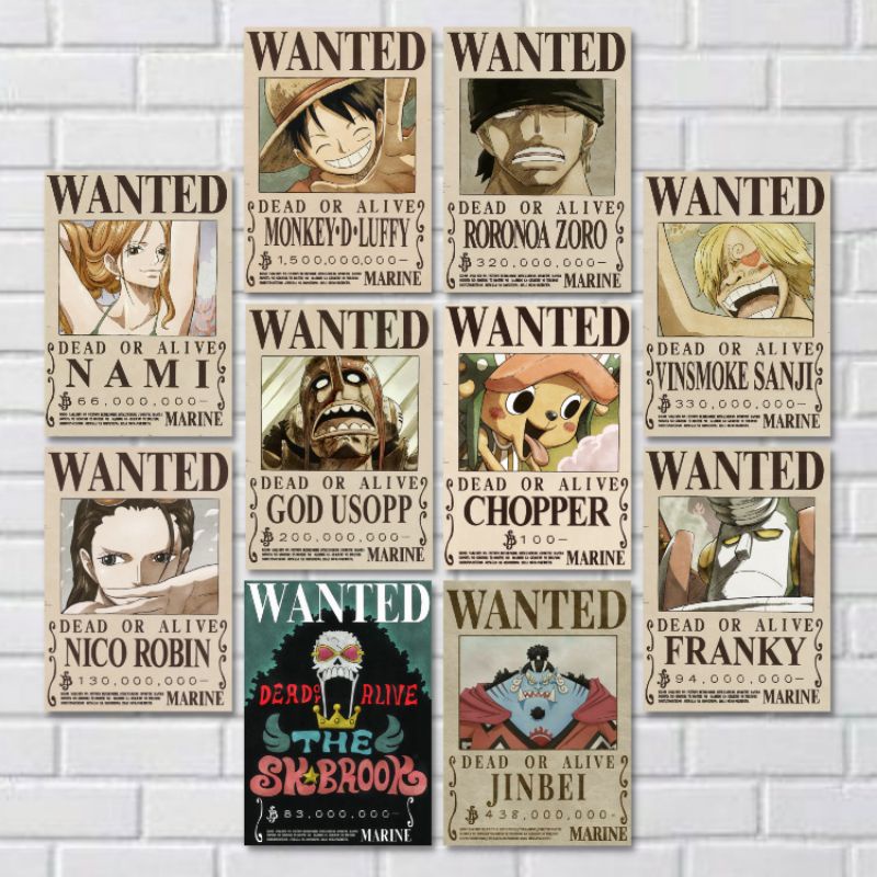 Quadro Mosaico Placa Decorativa Anime One Piece Desenho Modular Wanted  Colletion Vintage Infantil Criança Presente Unidade