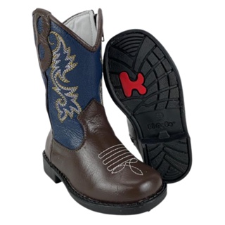 Bota Country Texana Infantil Ki-fofo Original Marrom Cano na cor azul