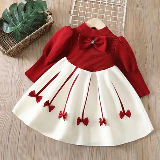 Vestido De Princesa Primavera Inverno 2024 Manga Comprida Para Crianças Vestuário De Malha