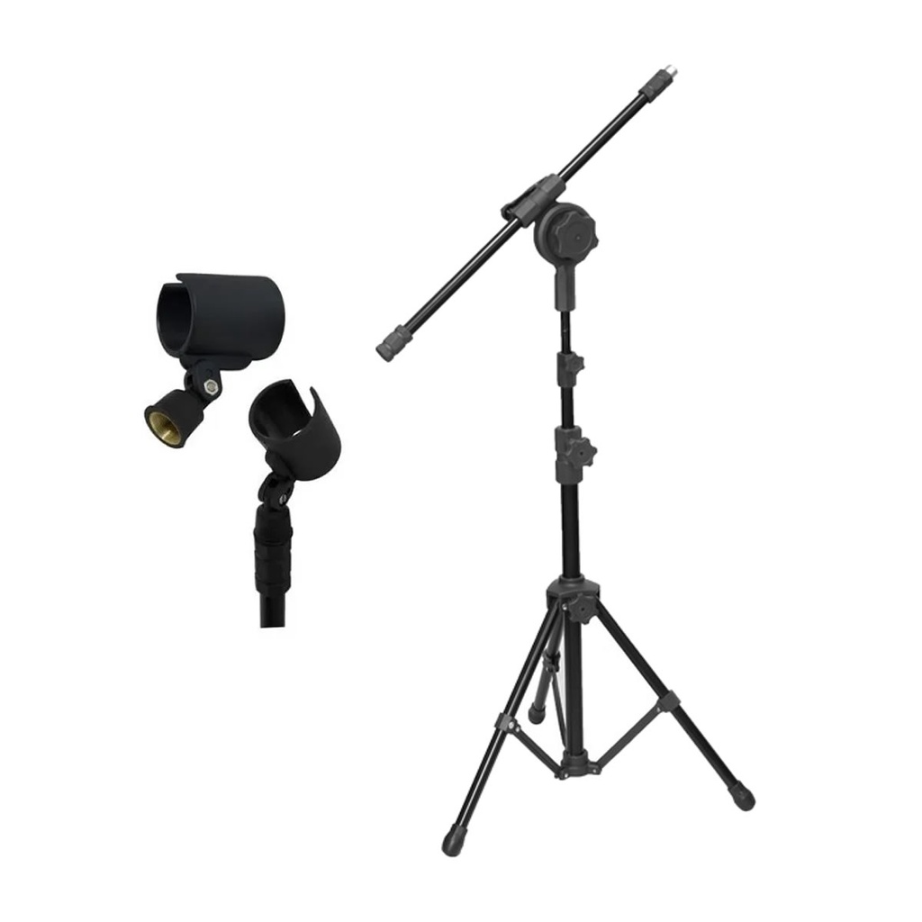 Pedestal Microfone Tripé Girafa 2 Estágio Altura + Cachimbo