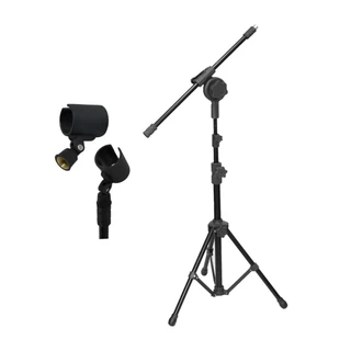 Pedestal Microfone Tripé Girafa 2 Estágio Altura + Cachimbo