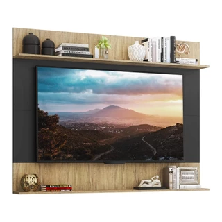 Painel com Suporte TV 65" e Prateleiras Amsterdã Classic Multimóveis Preto/Rustic