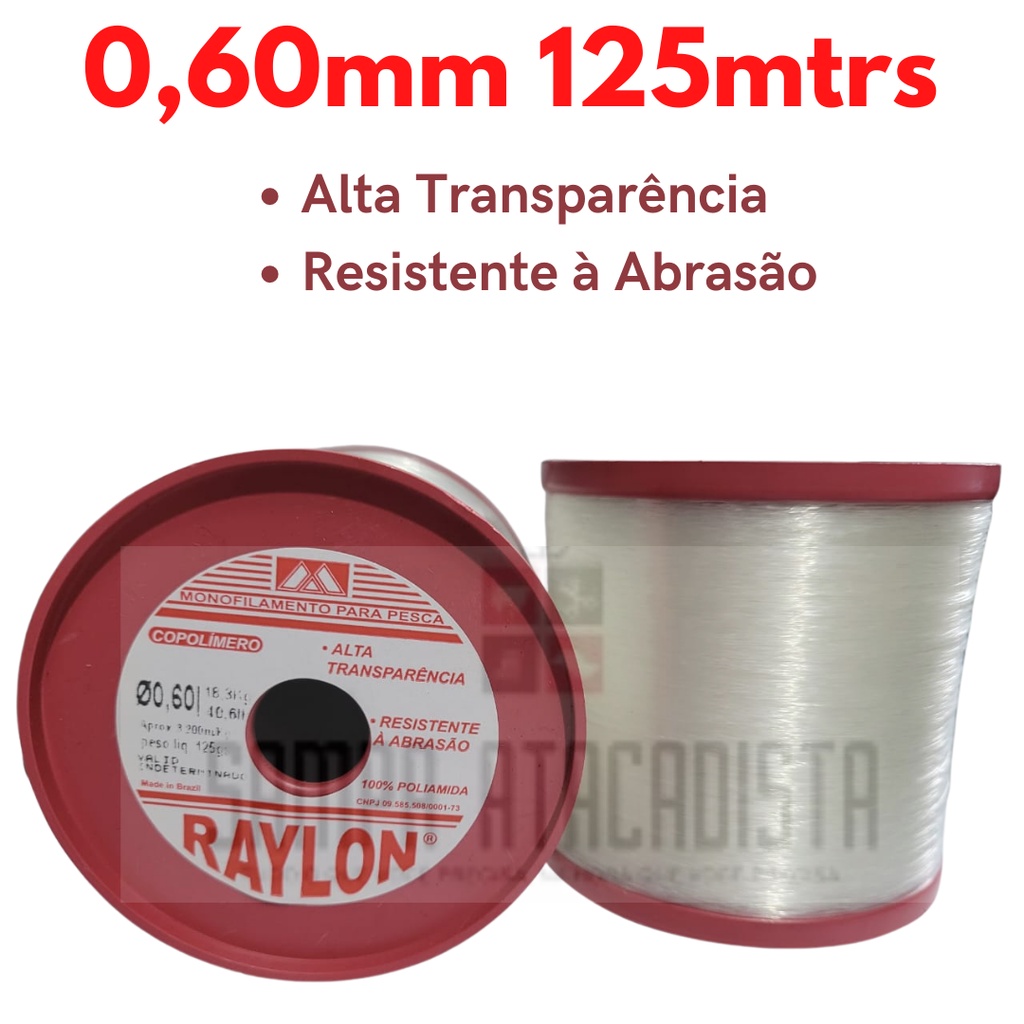 Linha Pesca Alta Transparência Raylon - Rolo com 125 gramas | Shopee Brasil