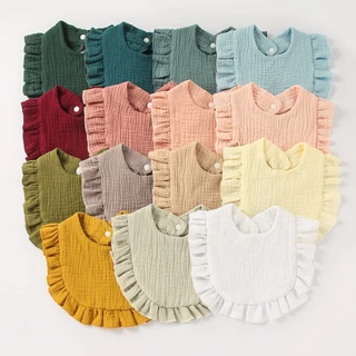 Babador De Babar Para Bebês Babado Sólido Toalha De Saliva Algodão Macio Recém-Nascidos Baby Bibs