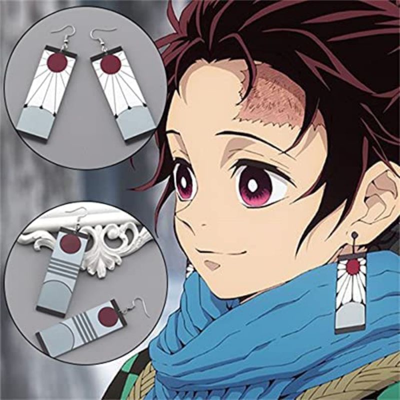 Brincos Tanjiro de prata esterlina 925, Anime Demon Slayer, cosplay  Tanjiro, Pretos Clipe de Orelha Kimetsu No Yaiba Hanafuda Halloween Para  Homens Mulheres Brincos, acrílico