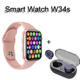 Smartwatch Relógio Digital W34 2023 + Fone Tws 5.0 Bluetooth