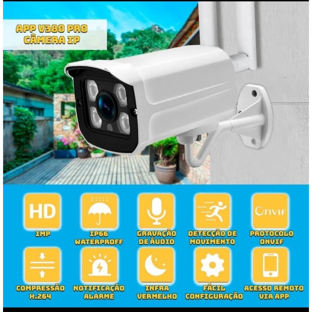 Camera Ip Externa A Prova D' Agua Wifi Visao Noturna Hd Ip65 V15