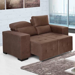 Sofá Rússia Retrátil e Reclinável 1,50Mts Suede Pluma Café