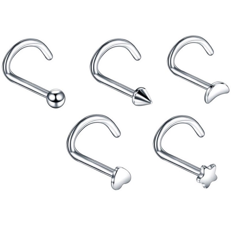 Piercing nostril delicado para nariz coração estrela ou bolinha