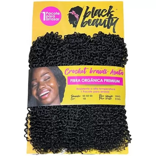 Cabelo Orgânico Crochet Braid Agata 60 Cm Fibra orgânica Premium cor 1B.