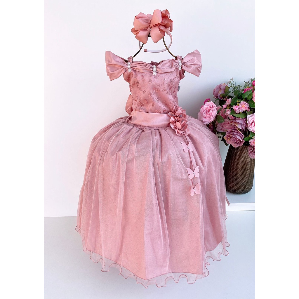 Vestido rosa hot sale chá infantil