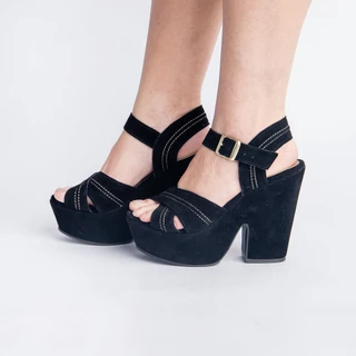 Sandália Feminina Salto Alto Preto Plataforma Blogueira Várias Cores