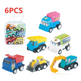 Carrinho de Brinquedo Fricção Kit Com 6 Carros + Bolsa Construção