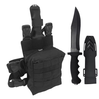 Embornal Pochete De Perna Molle + Faca Rambo De Caça Sobrevivência