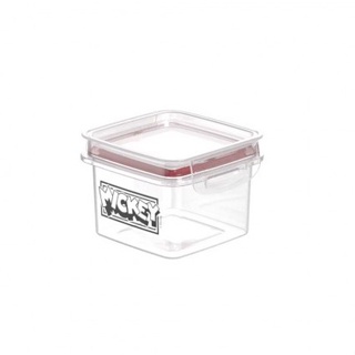 POTE PLÁSTICO QUADRADO 380ML HERMÉTICO TRAVA VERMELHO MICKEY PLASUTIL