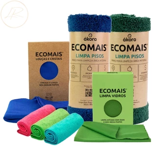 Kit Panos de Limpeza Ákora Ecomais 2 Limpa Pisos G 1 Louças e Cristais 1 Vidros e Inox 3 Pano Mágico
