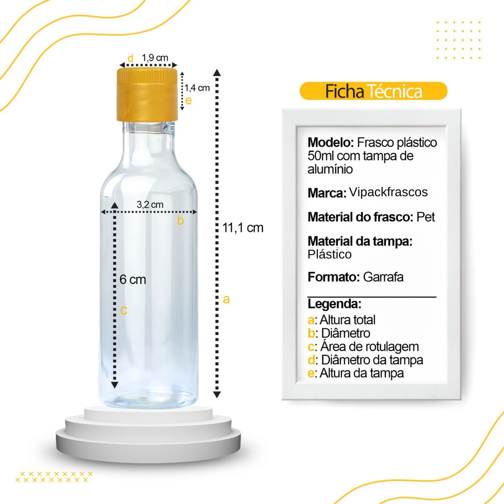 100 Garrafinhas De Plástico 50ml C/ Tampa