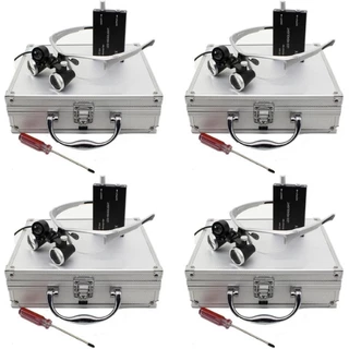 4 Oculos Lupa Cabeca 3,5x Led 3 Watts Cirúrgico Dentista