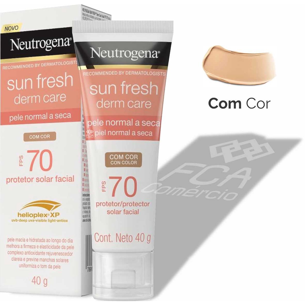 Protetor Solar Facial Neutrogena Sun Dry Skin Pele Seca FPS70 Com Cor ...