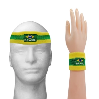 Kit Acessório Pulseira e Faixa Copo do Mundo Brasil Política Jogo Nação País Festa Torcida Diversão