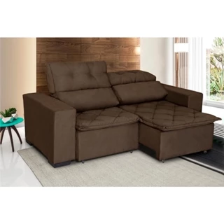 Sofá Soft Slim 2L Retrátil e Reclinável 1,50m Pluma Café