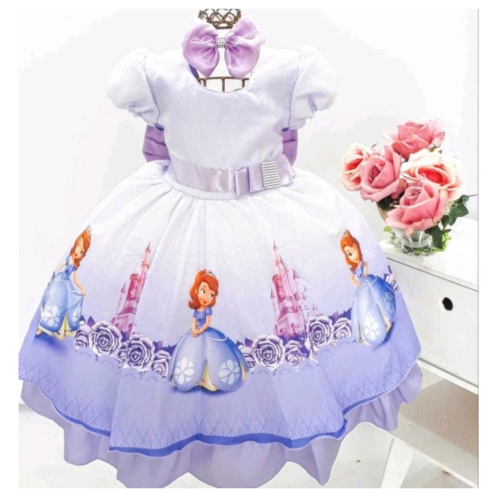 Moda Vestido De Festa Infantil Princesa Sofia Girls Sofia Princess Dress  Birthday Party Costume Kids Summer