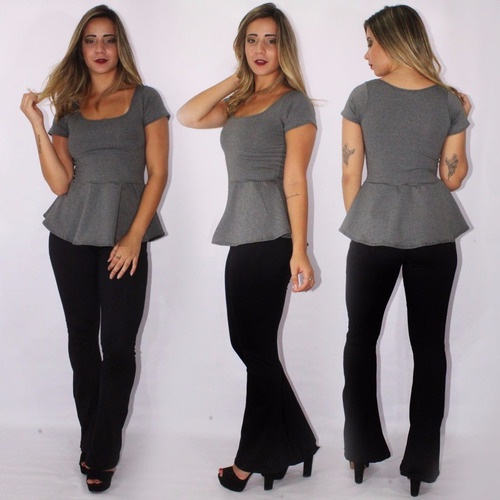 Blusa peplum com hot sale calça flare jeans