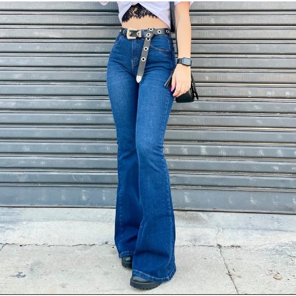 Calça jeans flare store azul