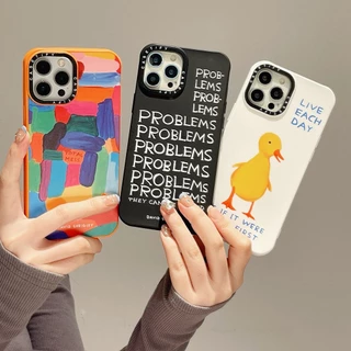 Capa Para iPhone 14 11 13 12 Pro Max Moda Colorida Pato Preto Letras Estampa Casal De Celular Flexível TPU Anti-Riscos Protetora