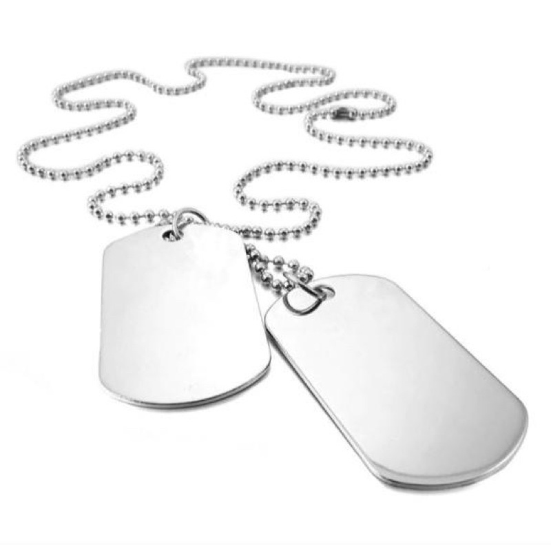 Corrente Prata Masculino Militar Placa Colar Lisa Dog Tag RF15
