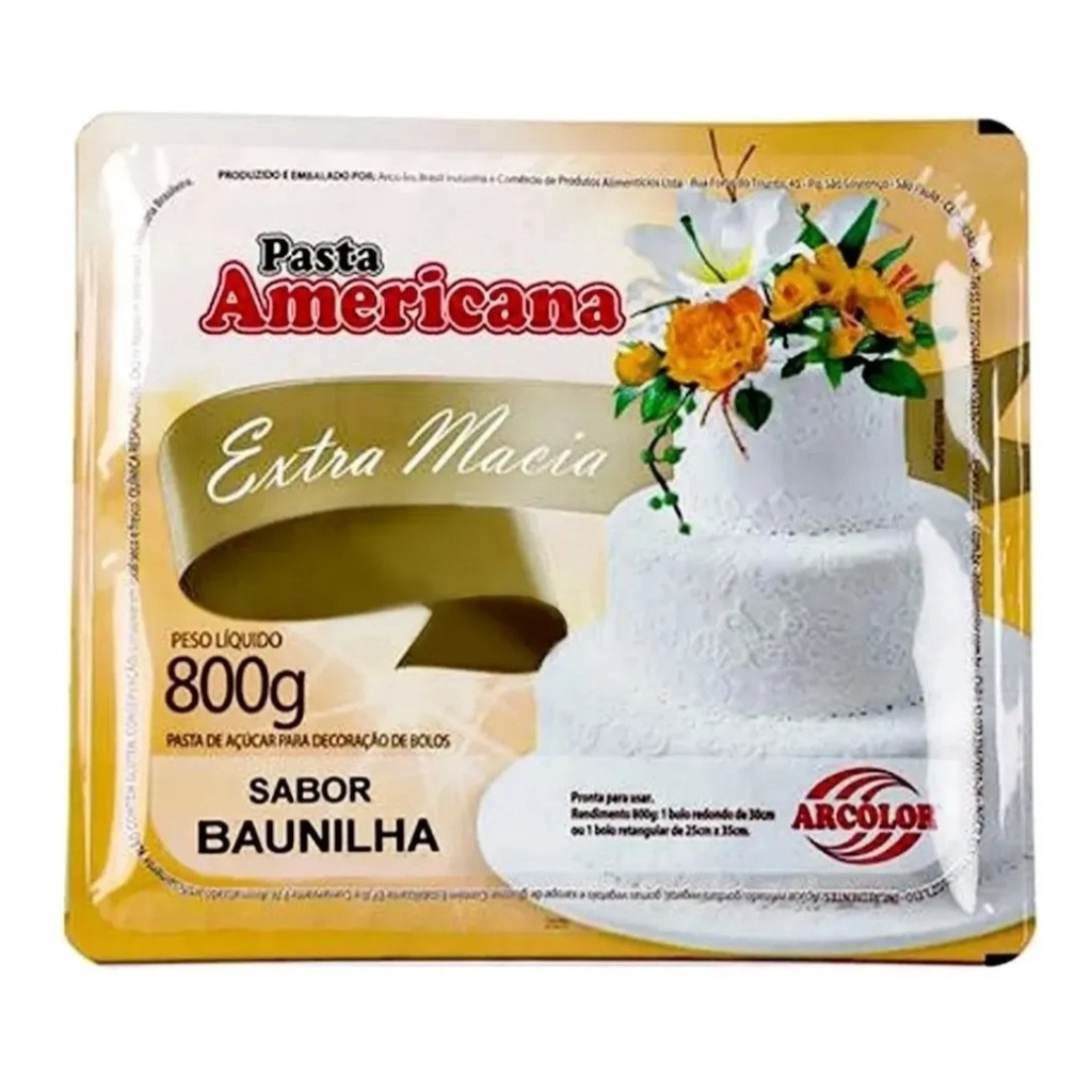Kit 3 Pasta Americana Baunilha Extra Macia Arcolor 800gr