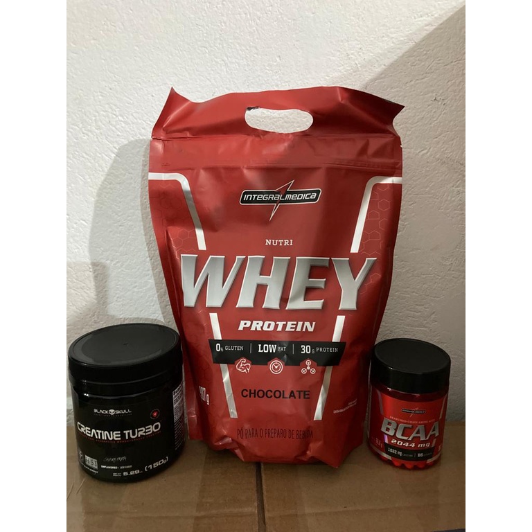 Combo Ganho Massa Muscular Whey Protein Nutri 907g Refil + Creatina turbo + BCAA 90 Caps – Integralmedica