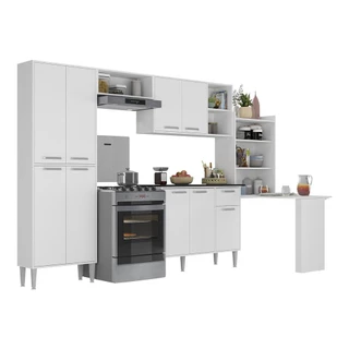 Cozinha Completa c/ Mesa Dobrável Siena Multimóveis MP2039 Branca