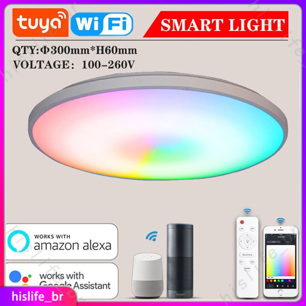 L Mpada De Teto Inteligente Tuya Wifi W Rgb C W Led App Controle De Voz Em Estoque