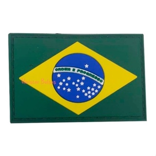 Bandeira do Brasil Emborrachada Colorida De Velcro para Mochilas