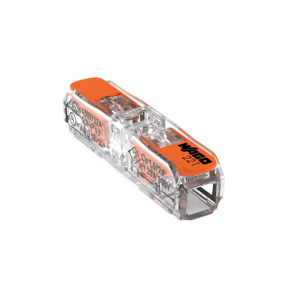 Conector Wago Compacto 2 Polos Inline 221 2411 Transparente 10