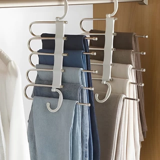KIT 3 Peças Cabide De Roupas 5 Em1 Organizadores Para Guarda Calças Retrátil Multifuncional Aço Inoxidável