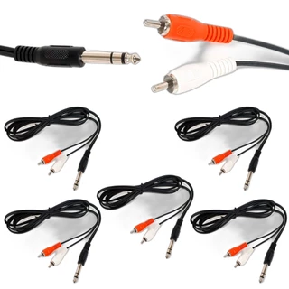 Kit 5 Cabo P10 Estereo Para 2 Rca Com 2 m Metros Stereo Caixa de som