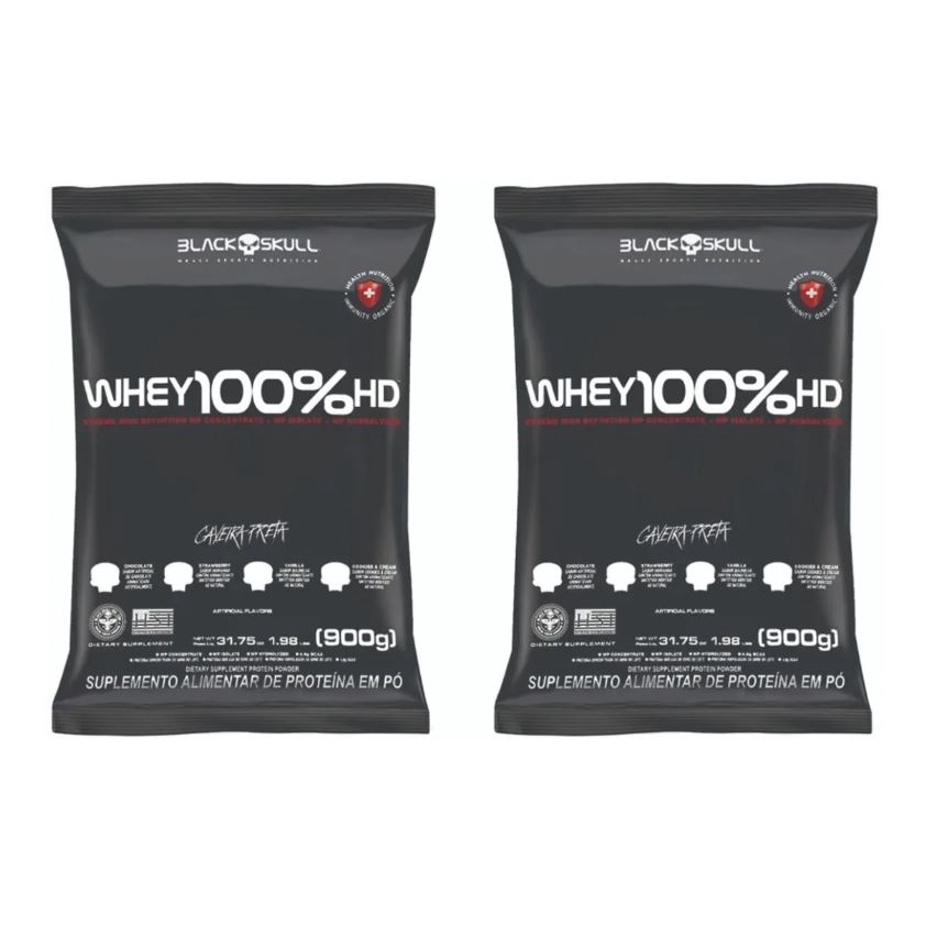 Kit 2x Whey 100% Concentrado Hd Refil 900g Blackskull