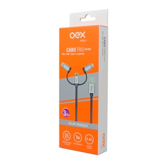 Cabo de Carregador Oex Trio USB Ce301