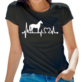 Camiseta Feminina Amor Por Cavalo T Shirt Estilo Country Agro Batimento Cardiaco