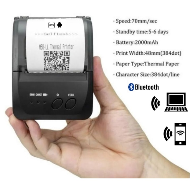Mini Impressora Portatil Bluetooth Termica 58mm Android Ios pronta entrega
