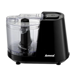 MINI PROCESSADOR ELÉTRICO E TRITURADOR DE ALIMENTOS AMVOX APR 1001 BLACK 1000W 2 LÂMINAS PRETO