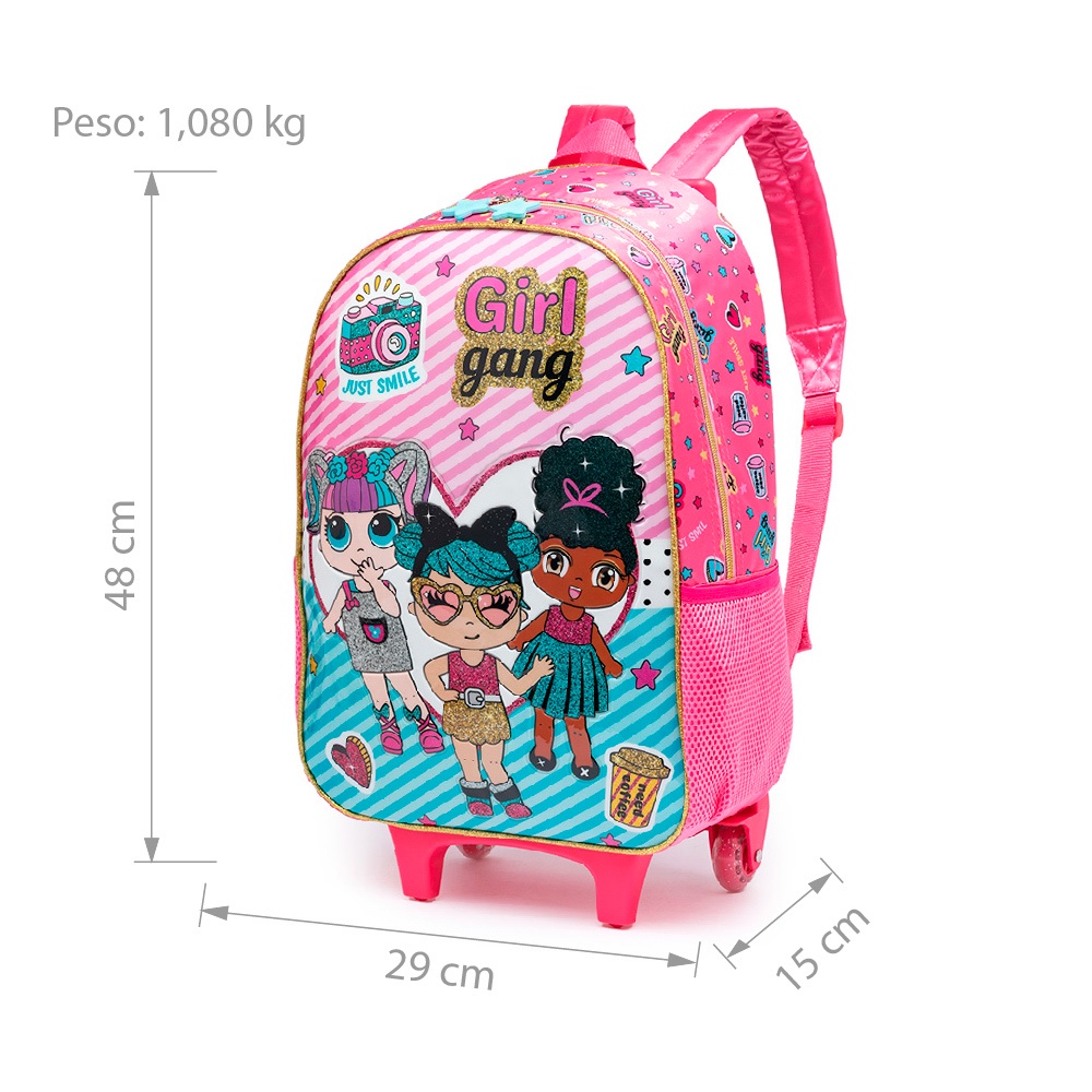 Kit Mochila Escolar Infantil Lol Grils Gang Rodinha Glitter Shopee Brasil