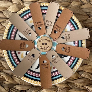 50 Etiquetas de borda personalizadas em couro sintético caramelo