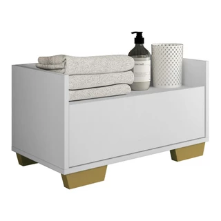 Gabinete Armário Banheiro 60 cm c/ Pés Quadrados Multimóveis Branco/Natural